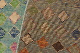 handmade Geometric Balouchi Blue Rust Hand Knotted RECTANGLE 100% WOOL area rug 5' x 8'