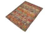 handmade Geometric Balouchi Blue Gray Hand Knotted RECTANGLE 100% WOOL area rug 3' x 5'