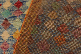 handmade Geometric Balouchi Blue Gold Hand Knotted RECTANGLE 100% WOOL area rug 4' x 5'