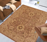 handmade Traditional Kafkaz Brown Tan Hand Knotted RECTANGLE 100% WOOL area rug 9  x 12 