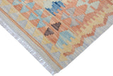 Flat Weave Kilim, Antique, Navaho, Vintage, Handmade, Geometric Kilim Gray Blue Hand-Woven Rectangle 100% Wool Area Rug 3 x 5