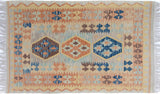 Retro Turkish Kilim Heath Hand-Woven Wool Rug - 3'4'' x 5'5''