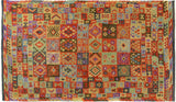 Flat Weave Kilim, Antique, Navaho, Vintage, Handmade, Geometric Kilim Gray Rust Hand-Woven Rectangle 100% Wool Area Rug 7 x 10