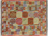 Rustic Turkish Kilim Stan Hand-Woven Wool Rug - 4'10'' x 6'7''