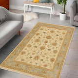 Shabby Chic Ziegler Duncan Ivory Blue Hand-Knotted Wool Rug - 3'11'' x 5'7''