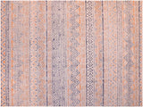 Chevron Tribal Hibiscus Grey Blue Area Rug
