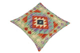 handmade Traditional Pillow Rust Green Hand-Woven SQUARE 100% WOOL kilim throw pillow