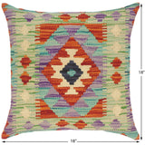 handmade Traditional Pillow Rust Green Hand-Woven SQUARE 100% WOOL kilim throw pillow