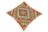 handmade Traditional Pillow Rust Blue Hand-Woven SQUARE 100% WOOL kilim throw pillow