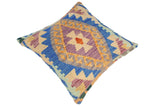 handmade Traditional Pillow Blue Gray Hand-Woven SQUARE 100% WOOL kilim throw pillow