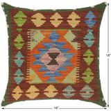 handmade Traditional Pillow Rust Blue Hand-Woven SQUARE 100% WOOL kilim throw pillow