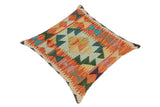 handmade Traditional Pillow Rust Blue Hand-Woven SQUARE 100% WOOL kilim throw pillow