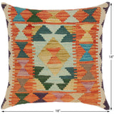 handmade Traditional Pillow Rust Blue Hand-Woven SQUARE 100% WOOL kilim throw pillow