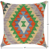 handmade Traditional Pillow Blue Rust Hand-Woven SQUARE 100% WOOL kilim throw pillow