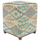 Bohemian Grant Handmade Kilim Upholstered Ottoman