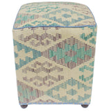 handmade Traditional Ottoman Beige Blue Hand-made SQUARE handmade ottoman pouf