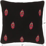 handmade  Pillow Black Pink Hand-Woven SQUARE VELVET EMBR pillow