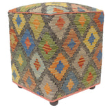 Retro Judah Handmade Kilim Upholstered Ottoman