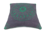 handmade  Pillow Blue Green Hand-Woven SQUARE 100% Wool Suzani Throw Pillow