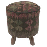 handmade Traditional Ottoman Black Purple Hand-made ROUND Vegetable dyed wool and wood  