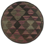 handmade Traditional Ottoman Black Purple Hand-made ROUND Vegetable dyed wool and wood  