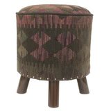 Southwestern Watson Handmade Kilim Upholstered Footstool
