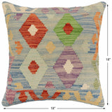 handmade Traditional Pillow Blue Rust Hand-Woven SQUARE 100% WOOL Hand woven turkish pillow2' x 2'
