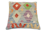 handmade Traditional Pillow Blue Rust Hand-Woven SQUARE 100% WOOL Hand woven turkish pillow2' x 2'