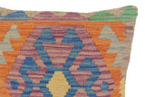handmade Traditional Pillow Blue Orange Hand-Woven SQUARE 100% WOOL Hand woven turkish pillow2' x 2'