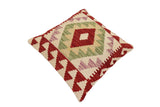 handmade Traditional Pillow Red Beige Hand-Woven SQUARE 100% WOOL Hand woven turkish pillow2' x 2'