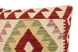 handmade Traditional Pillow Red Beige Hand-Woven SQUARE 100% WOOL Hand woven turkish pillow2' x 2'