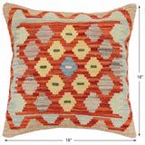 handmade Traditional Pillow Rust Blue Hand-Woven SQUARE 100% WOOL Hand woven turkish pillow2' x 2'
