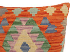 handmade Traditional Pillow Rust Blue Hand-Woven SQUARE 100% WOOL Hand woven turkish pillow2' x 2'