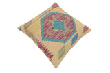 handmade Traditional Pillow Blue Gray Hand-Woven SQUARE 100% WOOL Hand woven turkish pillow2' x 2'