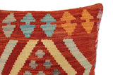 handmade Traditional Pillow Rust Blue Hand-Woven SQUARE 100% WOOL Hand woven turkish pillow2' x 2'