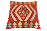 handmade Traditional Pillow Rust Blue Hand-Woven SQUARE 100% WOOL Hand woven turkish pillow2' x 2'
