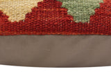 handmade Traditional Pillow Rust Blue Hand-Woven SQUARE 100% WOOL Hand woven turkish pillow2' x 2'