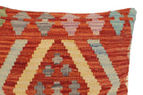 handmade Traditional Pillow Rust Blue Hand-Woven SQUARE 100% WOOL Hand woven turkish pillow2' x 2'
