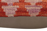 handmade Traditional Pillow Rust Blue Hand-Woven SQUARE 100% WOOL Hand woven turkish pillow2' x 2'