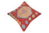 handmade Traditional Pillow Red Blue Hand-Woven SQUARE 100% WOOL Hand woven turkish pillow2' x 2'