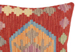 handmade Traditional Pillow Red Blue Hand-Woven SQUARE 100% WOOL Hand woven turkish pillow2' x 2'
