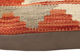 handmade Traditional Pillow Rust Blue Hand-Woven SQUARE 100% WOOL Hand woven turkish pillow2' x 2'