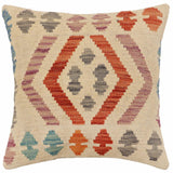 handmade Traditional Pillow Beige Rust Hand-Woven SQUARE 100% WOOL Hand woven turkish pillow2' x 2'