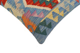 handmade Traditional Pillow Blue Rust Hand-Woven SQUARE 100% WOOL Hand woven turkish pillow2' x 2'
