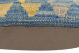 handmade Traditional Pillow Blue Rust Hand-Woven SQUARE 100% WOOL Hand woven turkish pillow2' x 2'