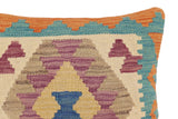handmade Traditional Pillow Blue Orange Hand-Woven SQUARE 100% WOOL Hand woven turkish pillow2' x 2'