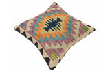 handmade Traditional Pillow Blue Beige Hand-Woven SQUARE 100% WOOL Hand woven turkish pillow2' x 2'
