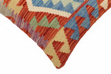 handmade Traditional Pillow Rust Blue Hand-Woven SQUARE 100% WOOL Hand woven turkish pillow2' x 2'
