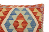 handmade Traditional Pillow Rust Blue Hand-Woven SQUARE 100% WOOL Hand woven turkish pillow2' x 2'
