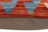 handmade Traditional Pillow Rust Blue Hand-Woven SQUARE 100% WOOL Hand woven turkish pillow2' x 2'